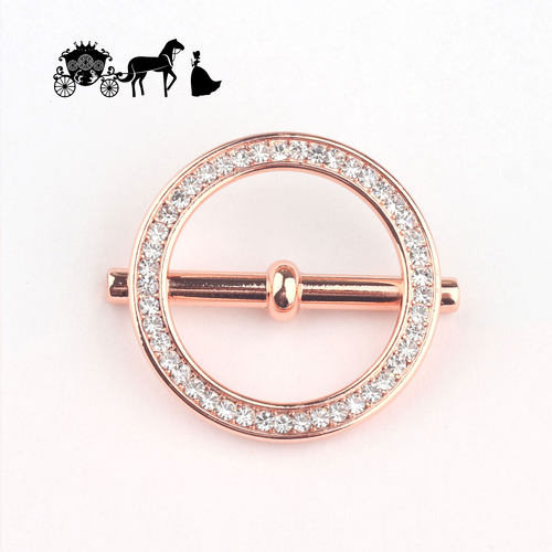 玫瑰金圆形丝巾扣镶钻适用于爱马仕方巾打结高档精致女士围巾配饰