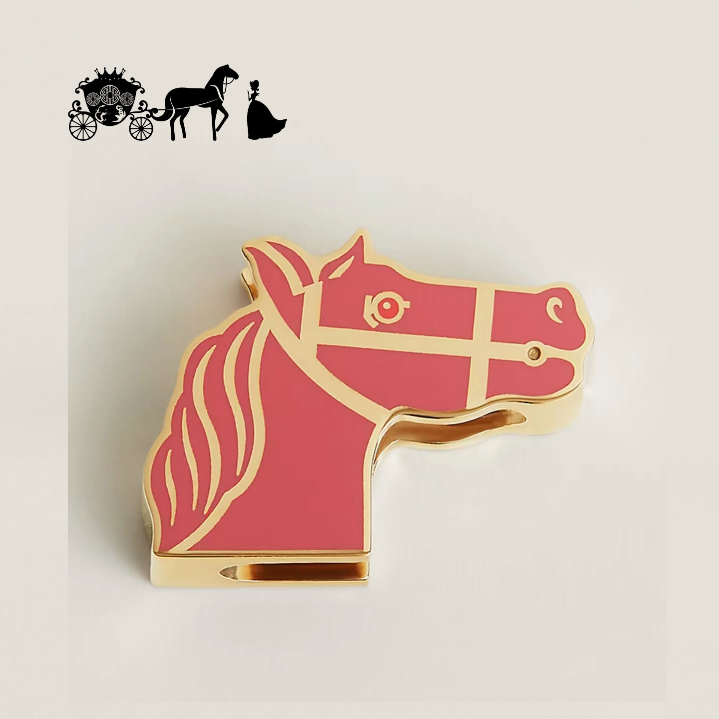 高级感珐琅马头丝巾扣高档披风骏马飞马Twilly钛钢围巾扣方巾配饰