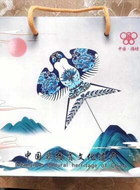 小手提袋1个 用于装木纹框小风筝摆件使用