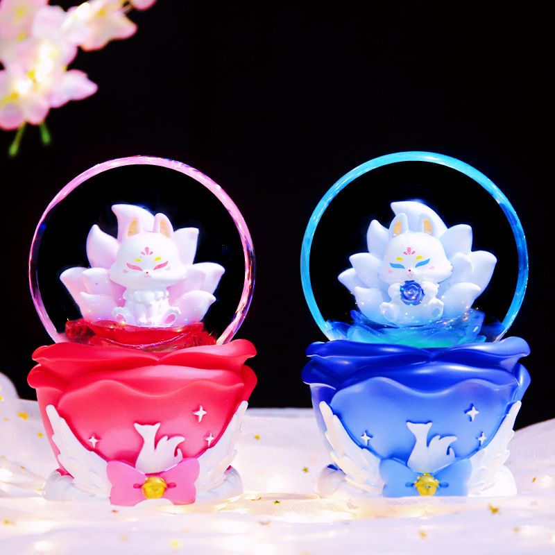 新款唯美仙狐玫瑰水晶球音乐盒