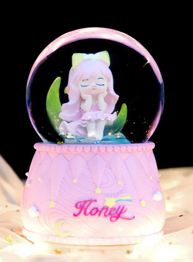 水晶球八音盒月亮少女儿童房摆件