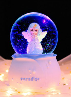 天使花仙子飘雪发光水晶球少女心