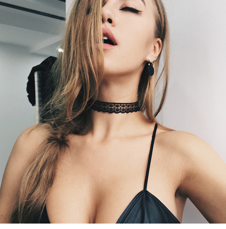 新款cosplay黑色蕾丝锁骨女颈带项圈少女韩国脖子饰品气质choker