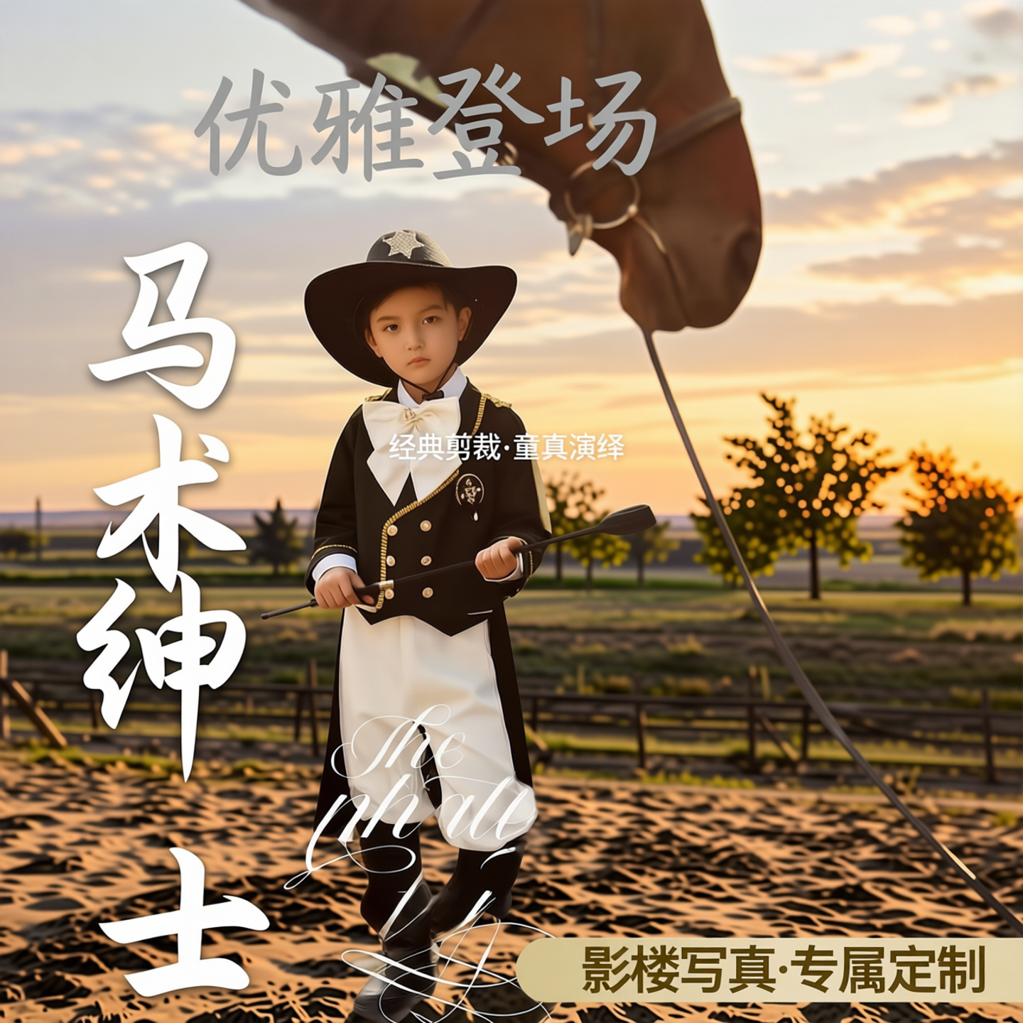 儿童青少年成人燕尾服西服套装三件套马术表演出服影楼写真拍照