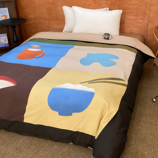 Huglife 60s全棉被套复古几何被罩裸睡贡缎1.5m单人 原创设计师款