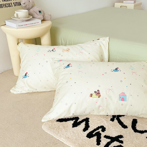 小狗心愿 可爱原创卡通星星100全棉枕套枕芯罩74*48cm单人单只装