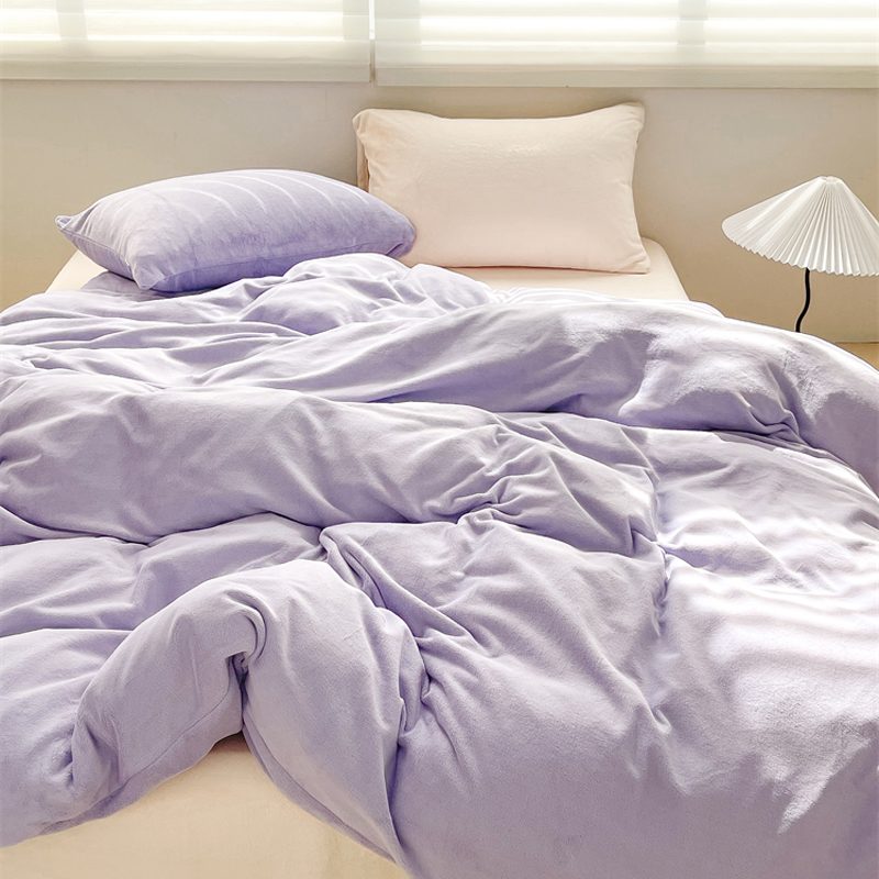 原创纯色高级感奶油绒四件套