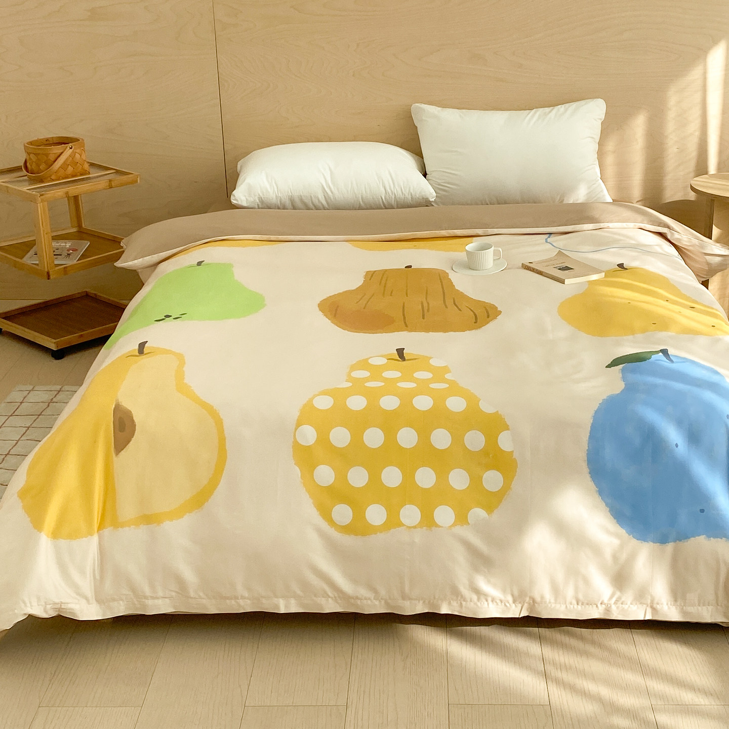 onepear 插画师原创60支全棉被套被芯罩单双人1.8/2m多巴胺水果