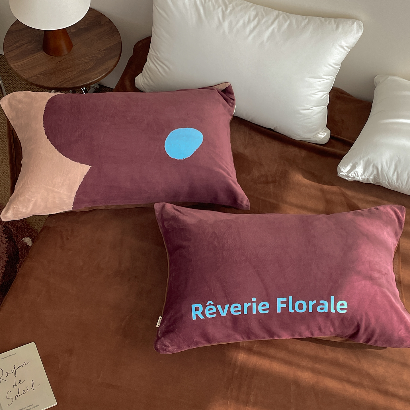 热甜酒与花 原创奶油绒枕套法式复古大花花加厚毛绒枕芯套冬保暖