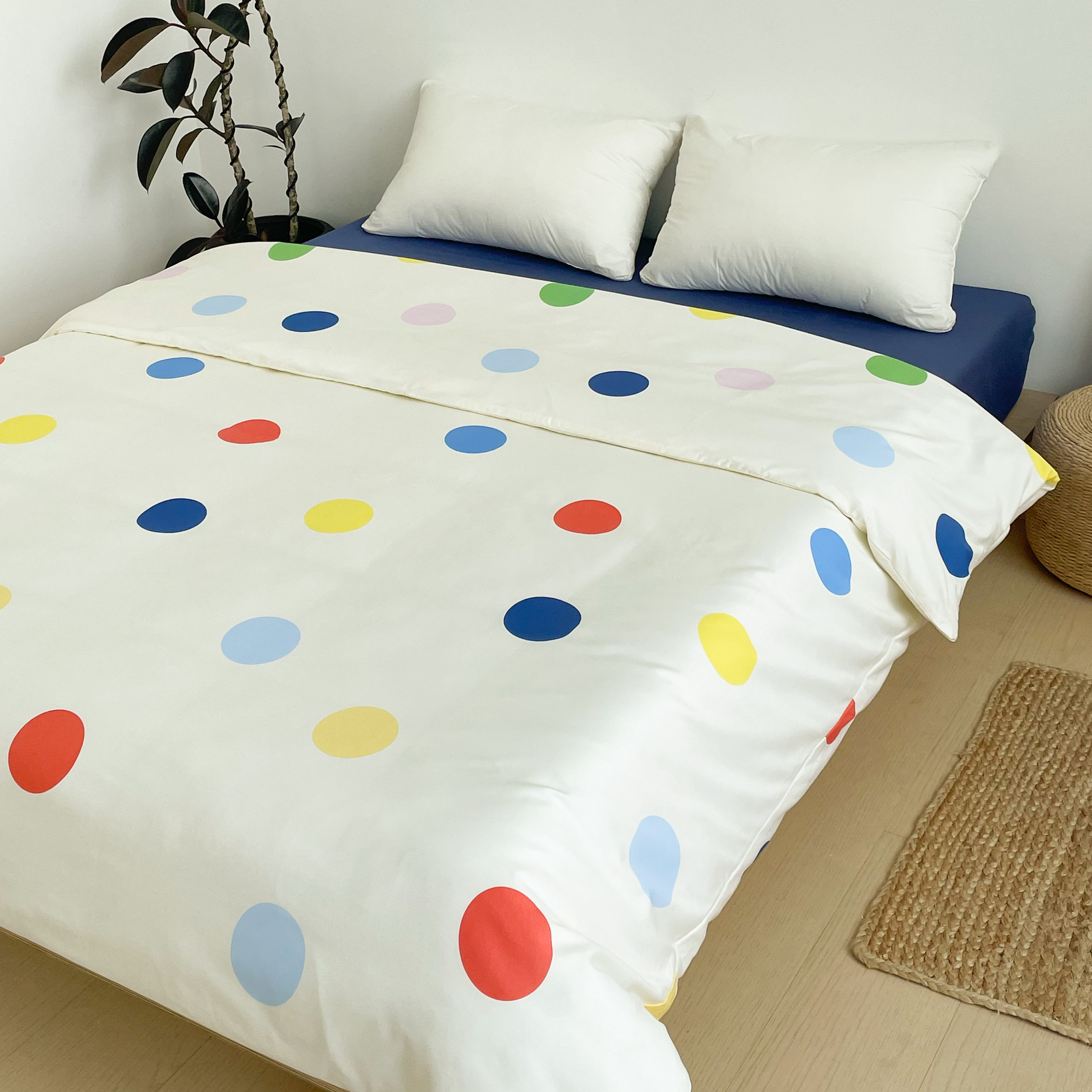 千禧曼波 原创复古波点全棉被套纯棉被罩60S长绒棉贡缎裸睡被芯罩