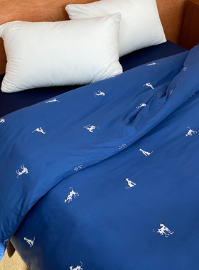 斑点主义 高级感简约全棉60s长绒棉被套被芯罩复古蓝小众1.8m双人