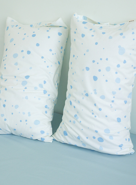 小冰块 小众原创蓝色全棉单件枕套纯棉枕简单中性男生女生枕芯罩