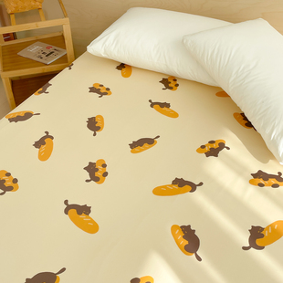 面包小猫 原创幸福感全棉床单床笠可爱烘焙风100纯棉单人1.5/1.8m