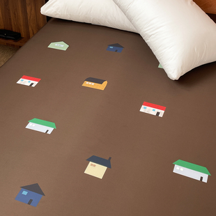 1.8m 撞色全棉60s长绒棉床单床笠慵懒风简约单人床1.5 小屋企 美式