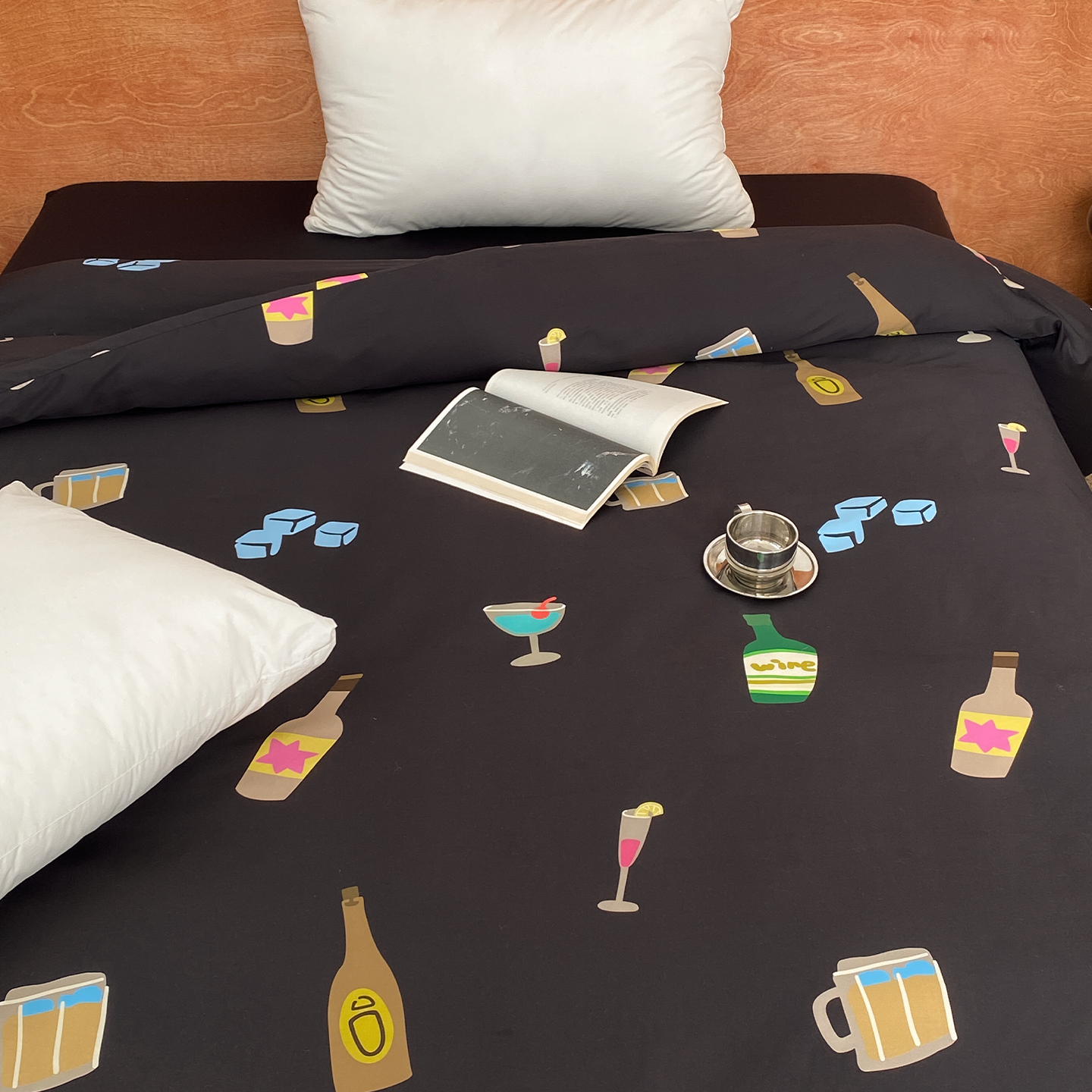 甜酒与傍晚 小众原创60支全棉长绒棉被套黑色系被罩单人150x200cm