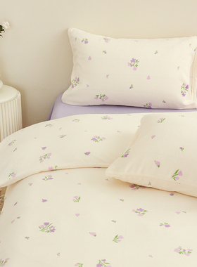 铃兰颂诗 奶油绒原创设计梦幻紫色碎花四件套秋冬季加绒加厚保暖