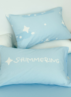 阳光与水波 干净蓝色系全棉枕套100纯棉枕芯罩ins博主风48cmX74cm