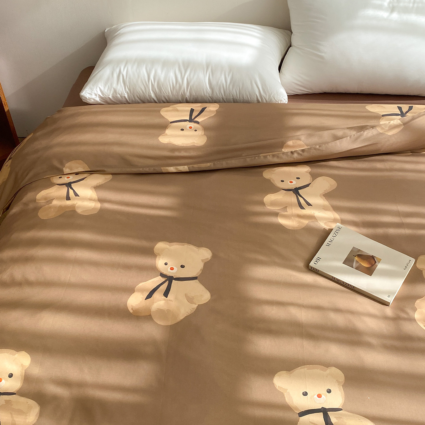 mybear 原创奶咖小熊全棉被套100%纯棉被芯罩可爱韩系单人150x200