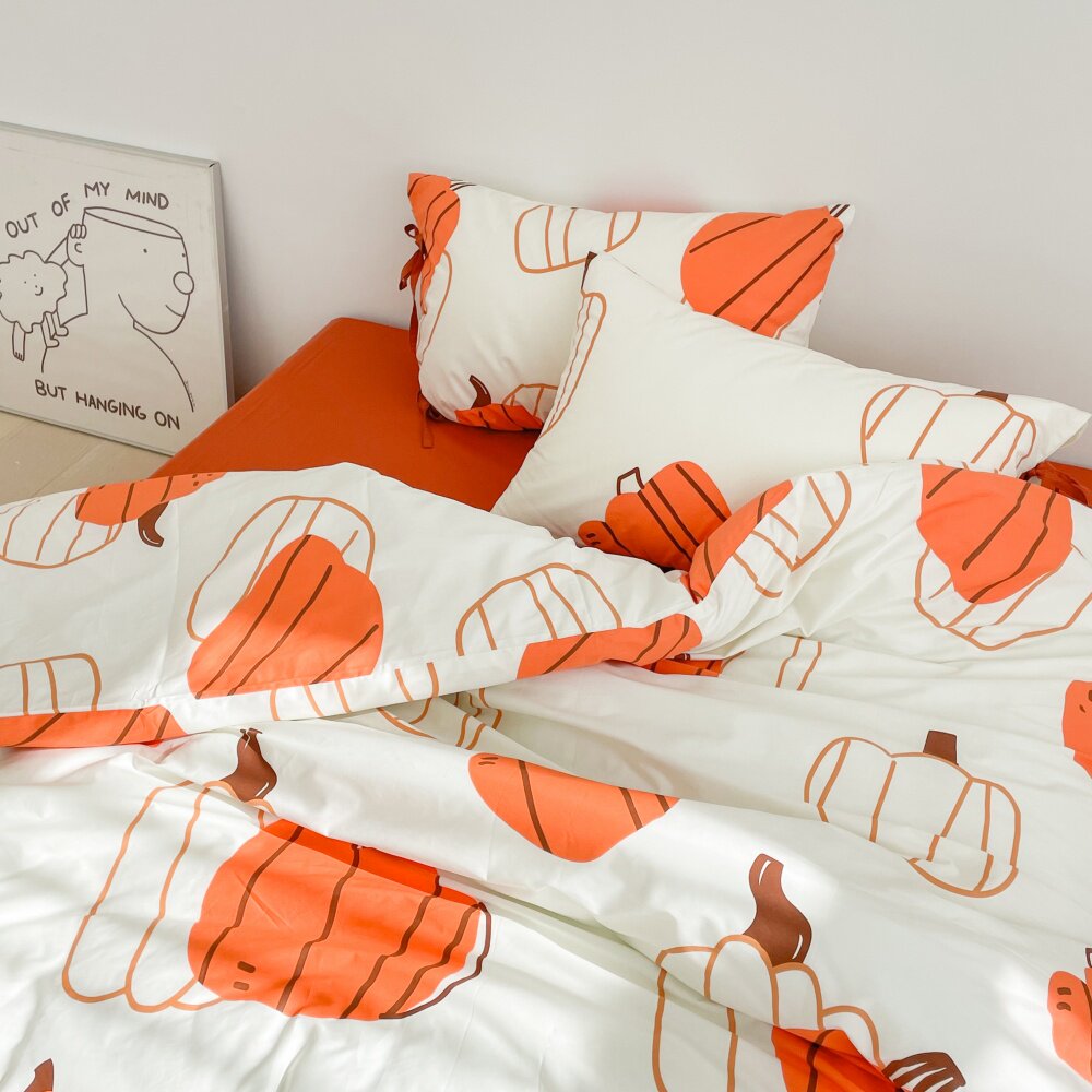 睡南瓜 漫画风原创全棉四件套床单床笠1.8双人1.5单人三件套100棉