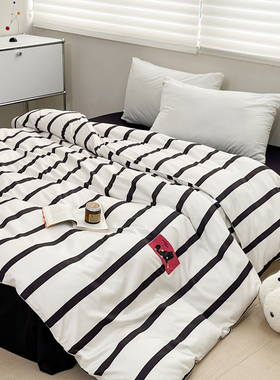 黑猫戏法 原创卡通插画条纹60S长绒棉被套被罩全棉贡缎单件可定制
