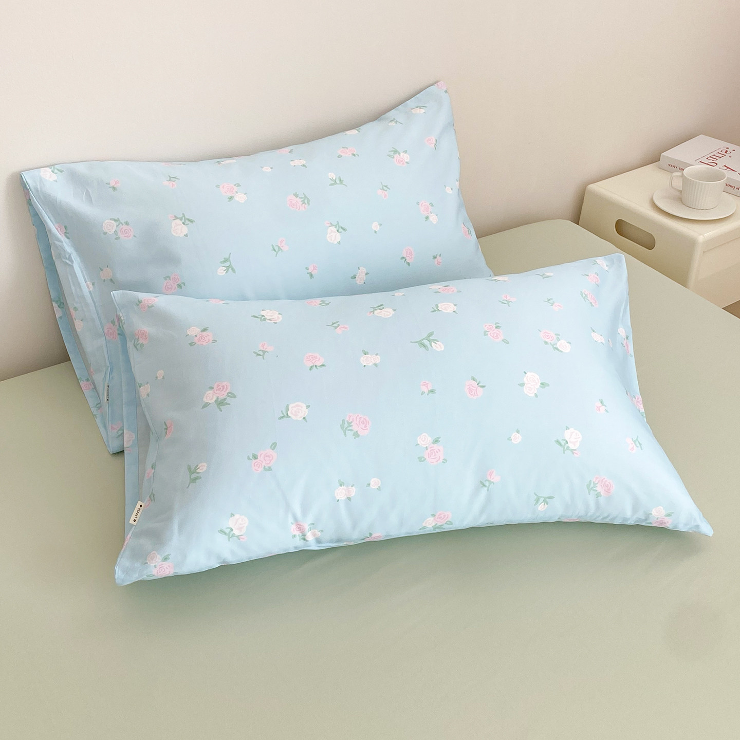 奶蓝记事本 原创春日小碎花全棉枕套单只温柔蓝枕芯罩枕巾100纯棉