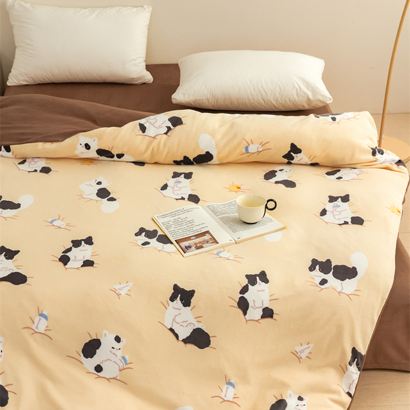 奶猫日记  插画师原创软萌卡通冬季奶油绒被套被罩单件带绒可定制