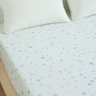 小冰块 100棉床单床笠单件被单干净水彩蓝色全棉床品双人小众原创