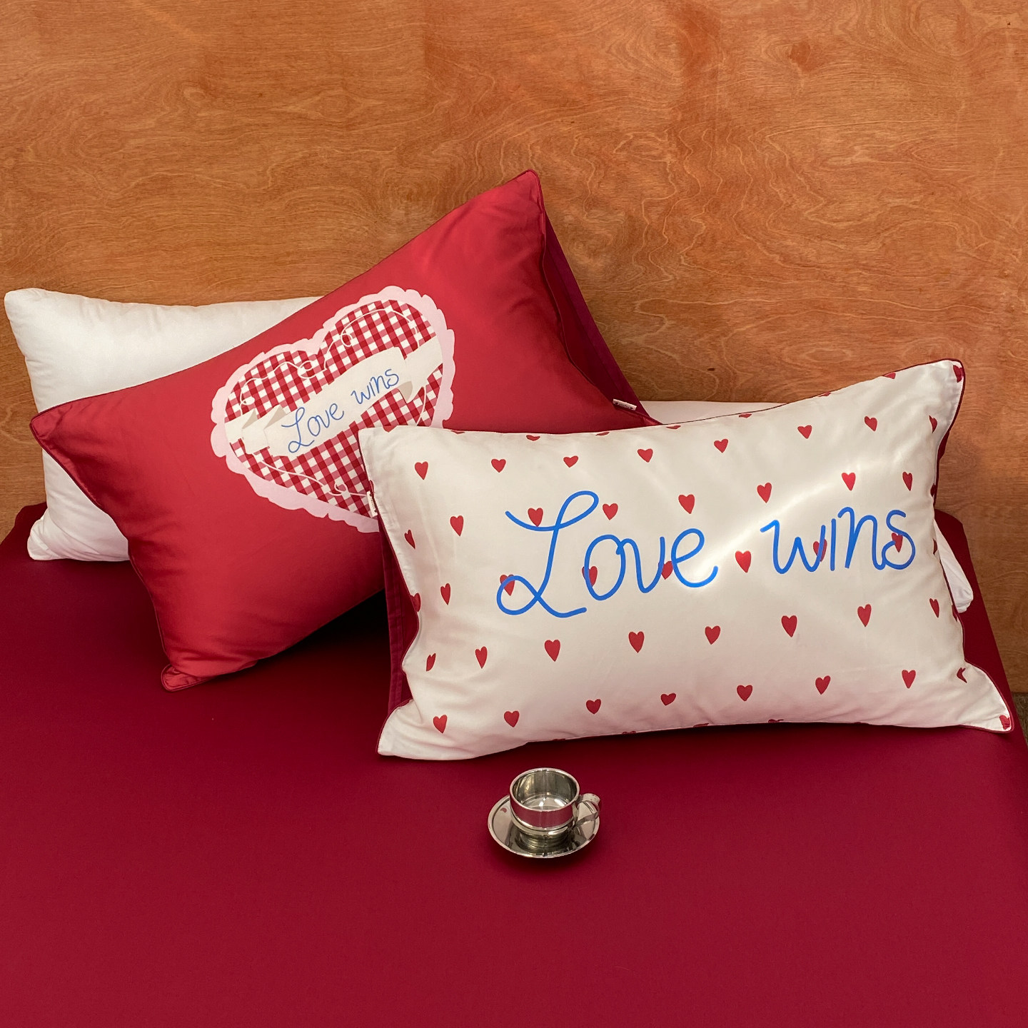 love wins 原创设计60支全棉枕套枕芯罩裸睡长绒棉单只可爱少女风