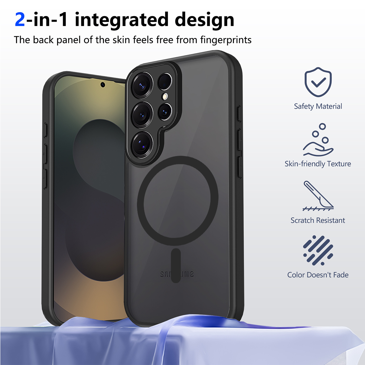 适用外贸三星Galaxy S25 S25FE S25Edge 肤感磁吸手机壳三星S24 PLUS S24Ultra S21FE 磁吸磨砂保护套批发