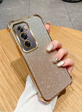 适用外贸真我realme15 14Pro+13PRO 11 C71四角防摔闪粉电镀手机壳RealmeNOTE60 C65 C63 C75防摔闪粉套批发