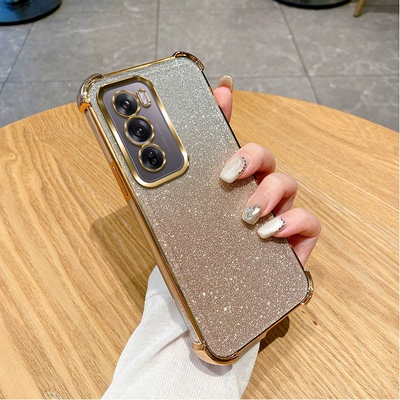 适用外贸真我realme15 14Pro+13PRO 11 C71四角防摔闪粉电镀手机壳RealmeNOTE60 C65 C63 C75防摔闪粉套批发