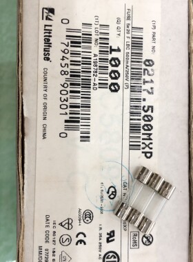 进口力特玻璃保险丝管0217.500MXP F500MAL250VP 5X20快熔断