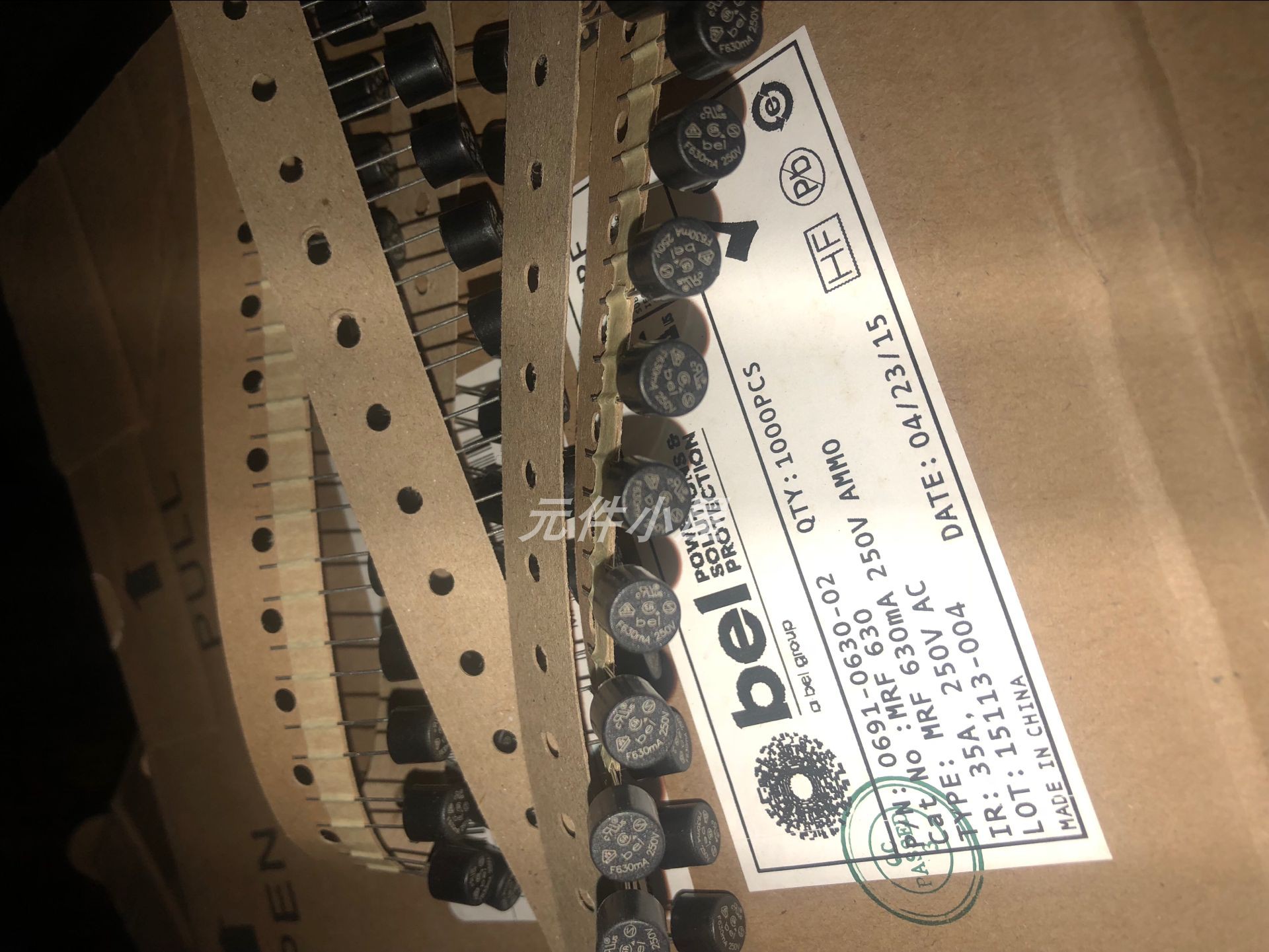 MRF630MA 250V 0.63A TR5 F630mA BEL插件微型保险丝 速溶快断型