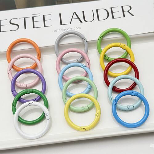 33mm烤漆彩色弹簧圈扣圆形开口圈钥匙扣LABUDIY饰品配件包包挂扣