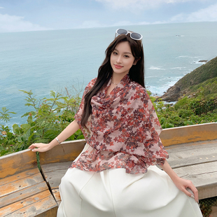韩版植物花卉印花丝巾披肩女夏季防晒沙滩薄款长方形多功能围巾