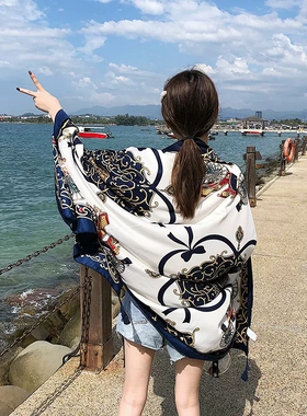 沙滩丝巾大披肩百搭旅游度假海边海滩纱巾女夏天围巾防晒薄款长款