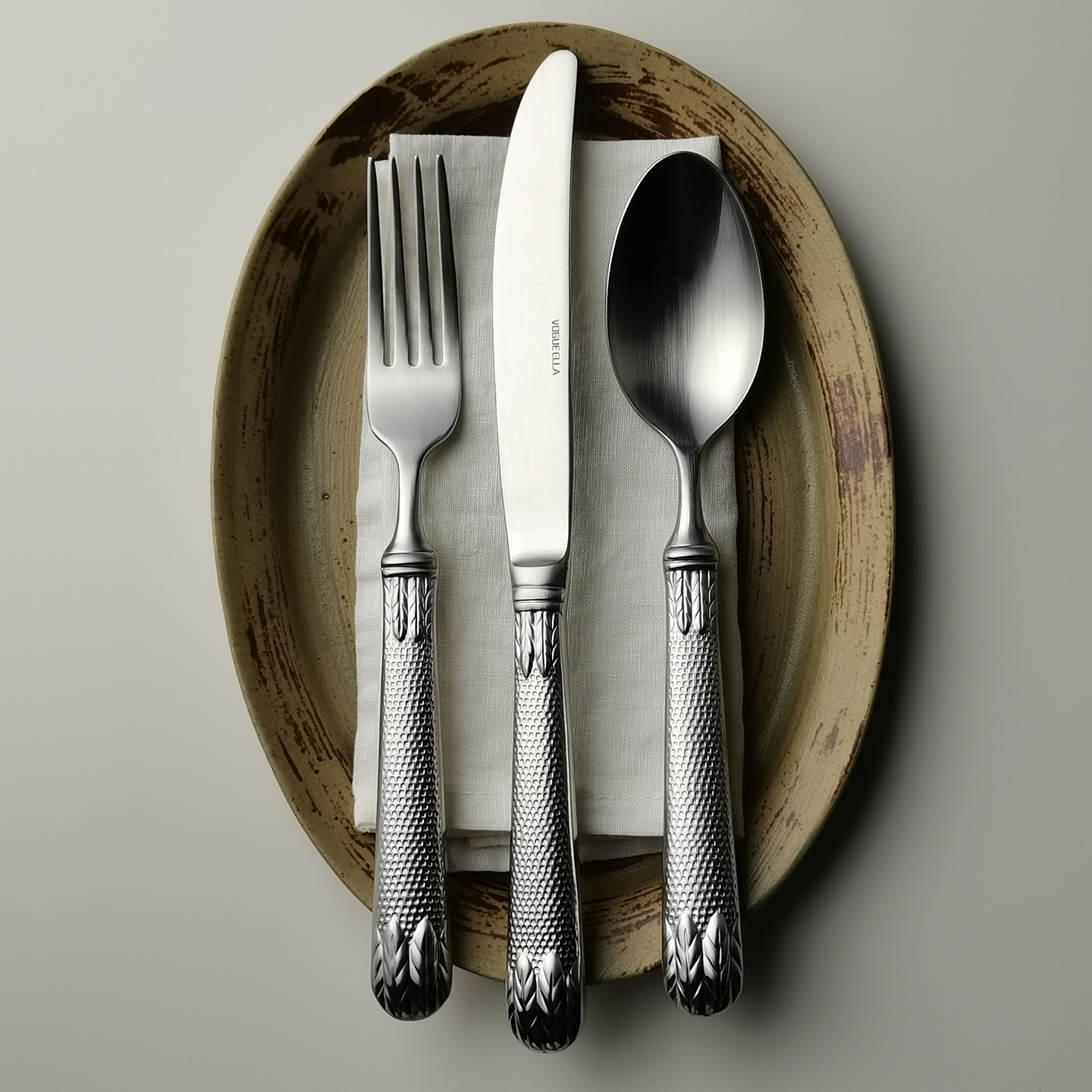 麦穗款不锈钢刀叉勺手工砂光