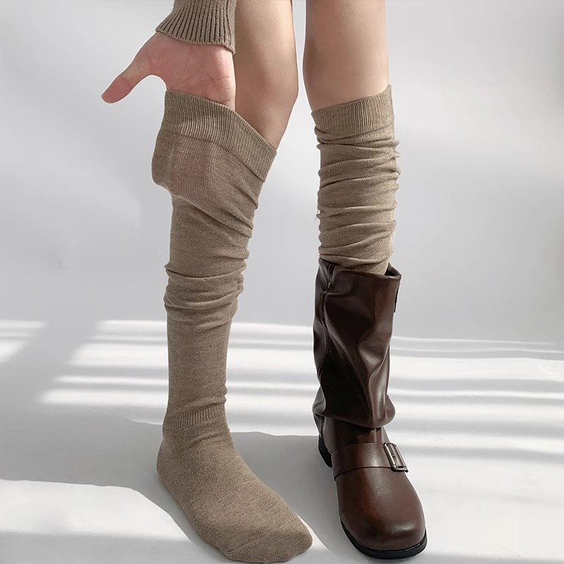 配靴子堆堆袜女春秋季美拉德jk小腿袜子女长筒袜纯棉过膝袜打底袜
