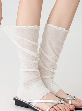 白色踩脚袜套女堆堆袜夏季薄款芭蕾风miu系小腿袜显瘦长筒袜春秋