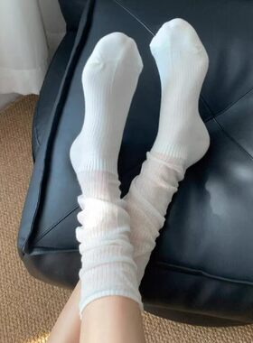 白色堆堆袜子女夏季薄款