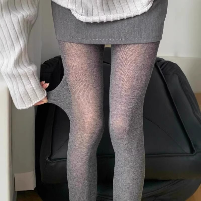 春秋漫画腿打底袜烟灰色微压显瘦