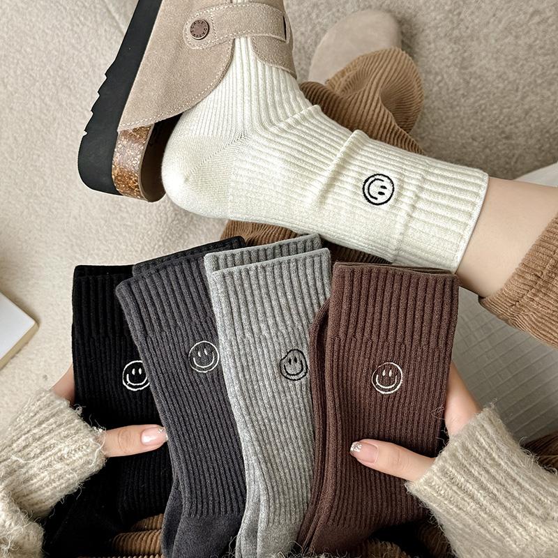 女士纯棉羊绒系中筒袜