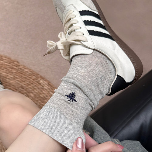 灰色袜子女中筒袜夏季薄款ins潮