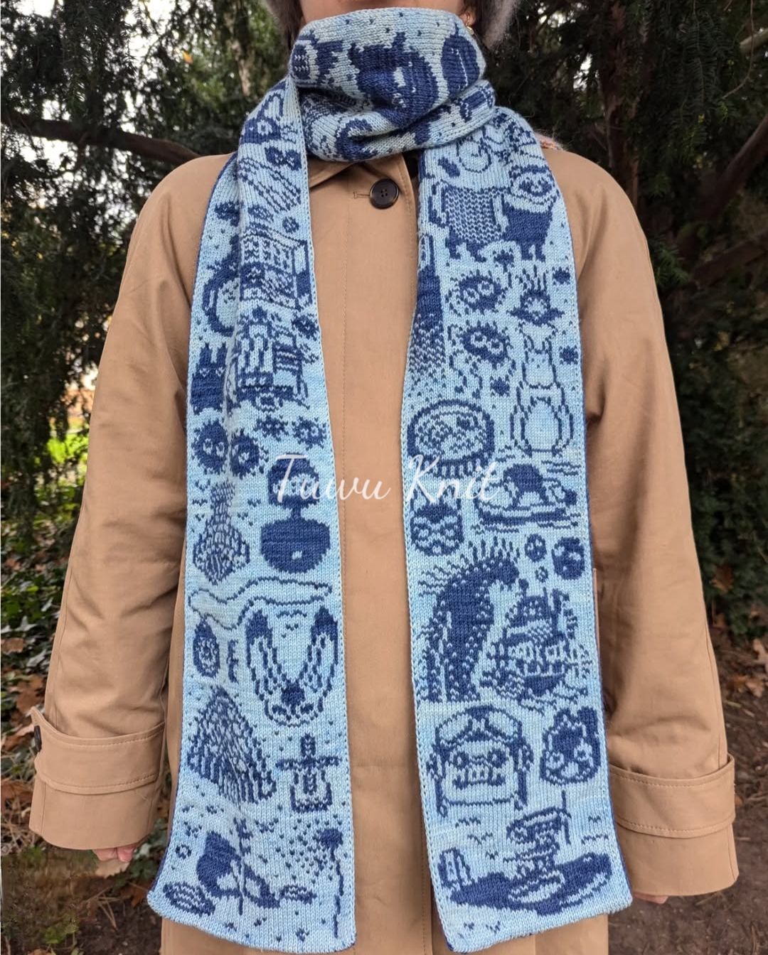 宫崎骏龙猫系列围巾棒针编织中文文字像素图解 非实物