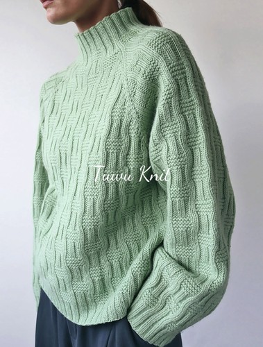 溯流套衫 女士纹理毛衣棒针编织中文图解文字说明