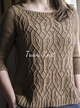 阿维拉 细绳麻花套衫棒针编织中文图解文字