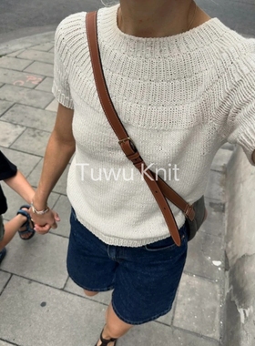 安可夏日Tee棒针编织中英文文字解说明 非视频
