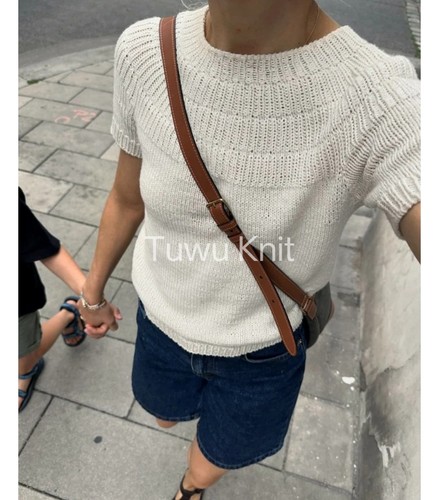 安可夏日Tee棒针编织中英文文字解说明 非视频