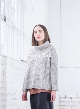 涓涓细流 翻领麻花套衫棒针编织中文图解文字说明