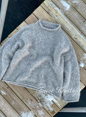 云朵套衫 女士高领宽松毛衣棒针编织中文文字电子图解(非成衣)